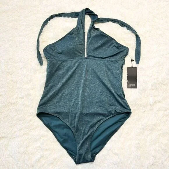 JNY Jones York Metallic Shimmer One Piece Swimsuit Bodysuit - Picture 3 of 9